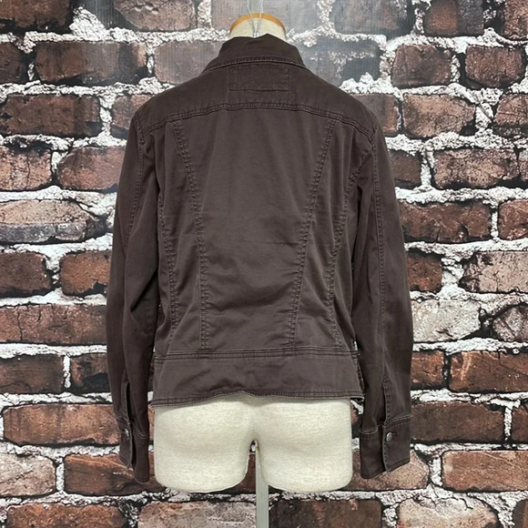 Live a Little Denim Jacket Buttons Brown Size Large L - Picture 8 of 17